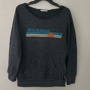 Women’s Unparalleled Wide Neck Sweatshirt, Michigan, Gray, Medium